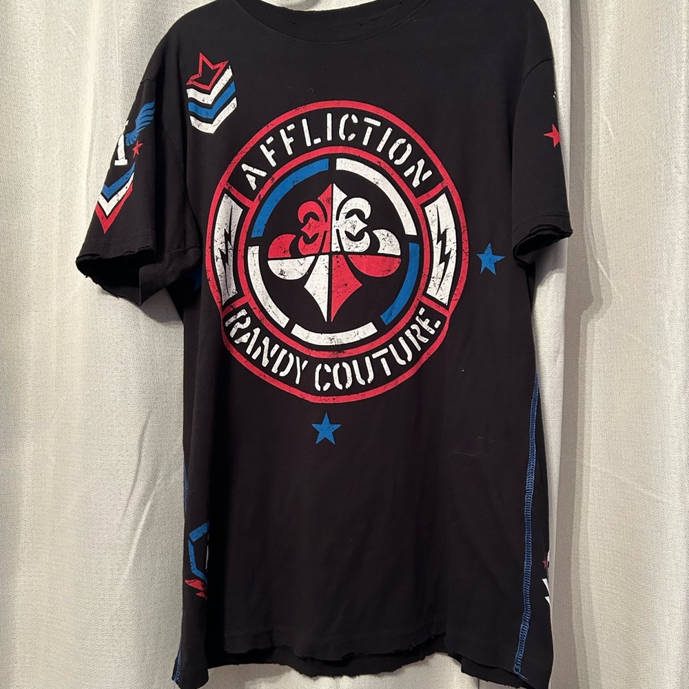 AFFLICTION RANDY COUTURE ALL COTTON T SHIRT. MENS LARGE